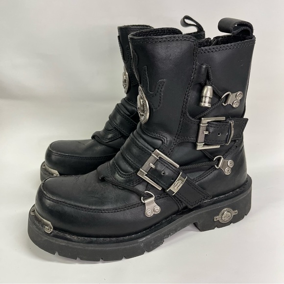 Harley Davidson 7 men’s Distortion Skull Metal Motorycle black leather main image 11